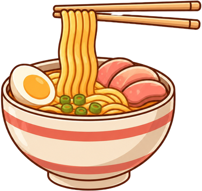 Bol de nouilles ramen et plats asiatiques préparés